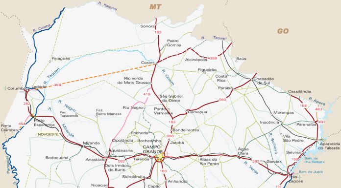 Mato Grosso do Sul – Brasil Turismo Mapa Rodoviário